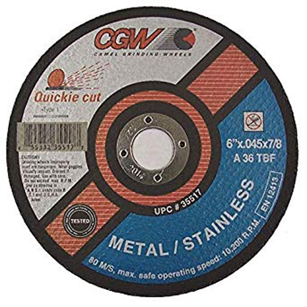 6"x .045"x 5/811 60gr ZA T27 WHEEL, CUTOFF P&I Supply